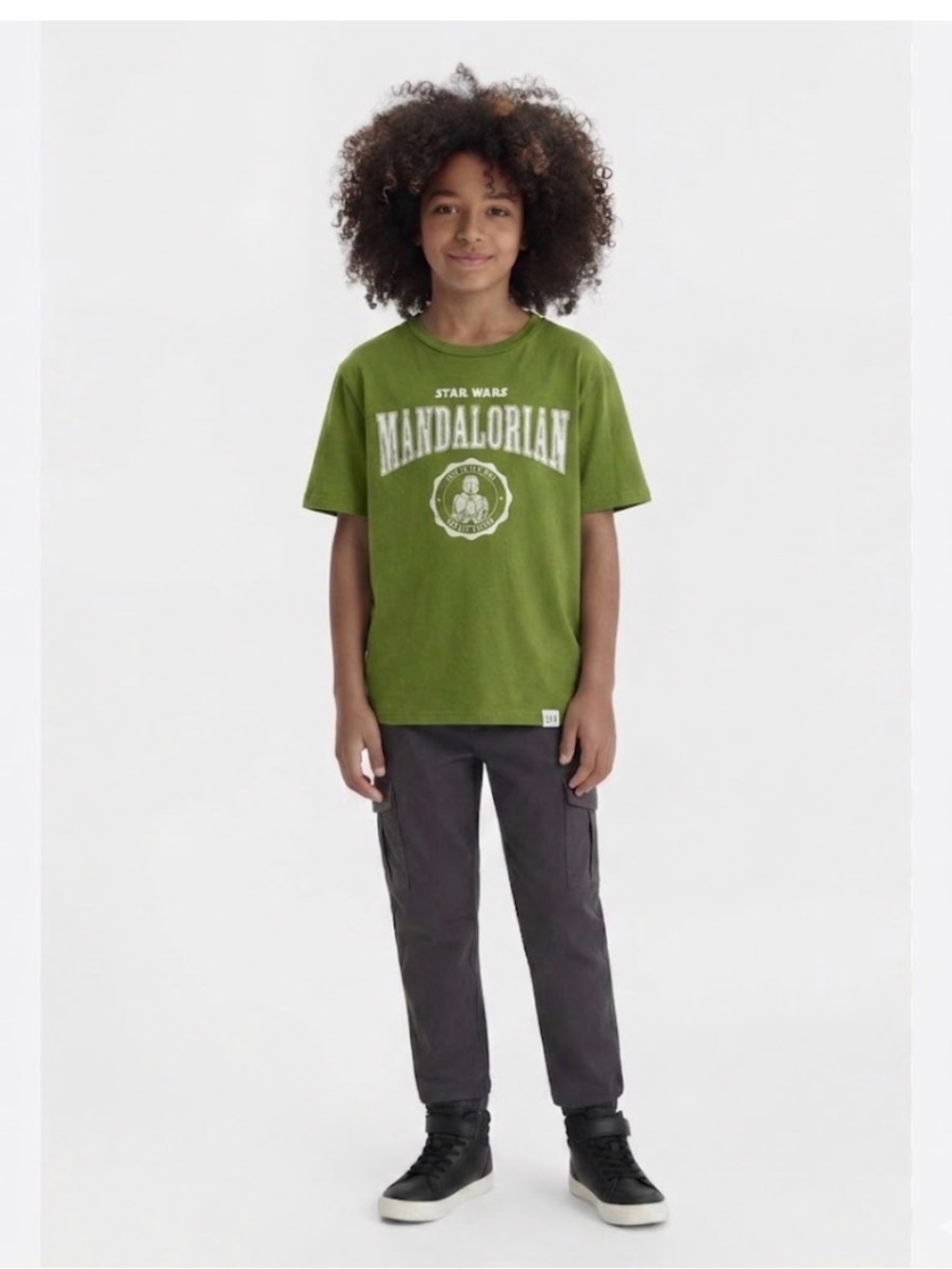 Star Wars Mandalorian Olive Green Kids Graphic Tee